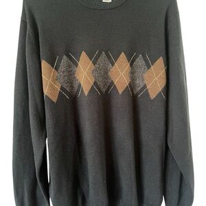 Men's Black and Brown Argyle Sweater